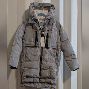 OROLAY Light Gray Hooded Puffer Coat. Size XS